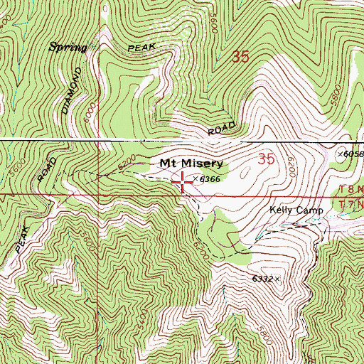 Topographic Map of Mount Misery, WA