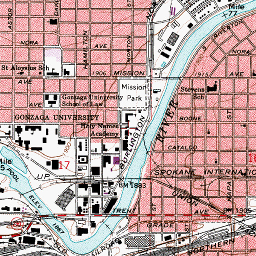 Topographic Map of Mission Park, WA