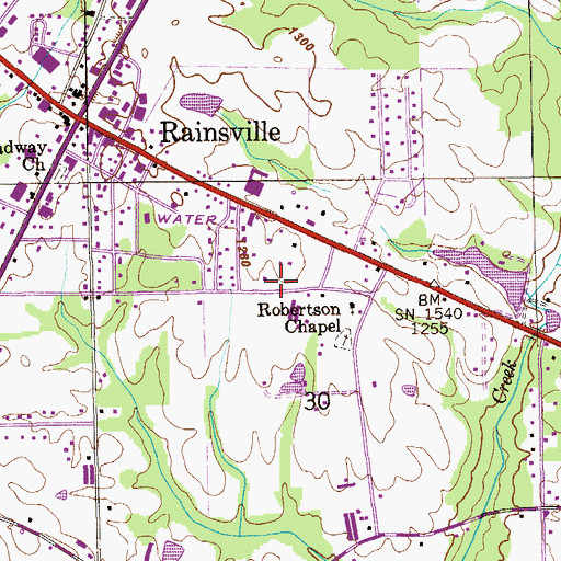 Topographic Map of De Kalb Annex School, AL