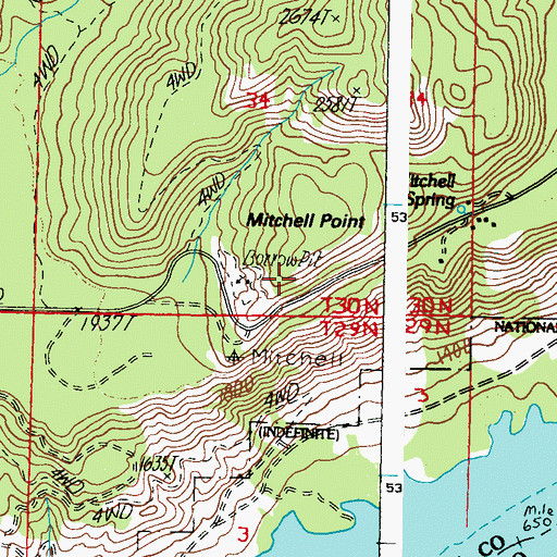 Topographic Map of Mitchell Point, WA