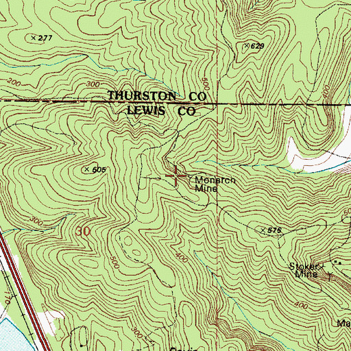 Topographic Map of Monarch Mine, WA