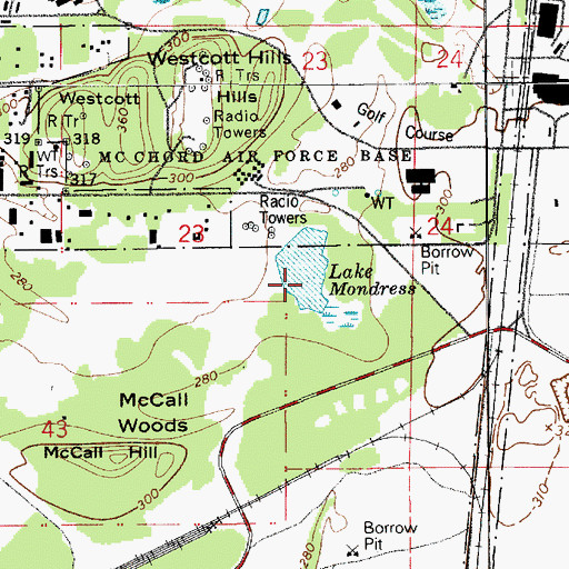 Topographic Map of Lake Mondress, WA
