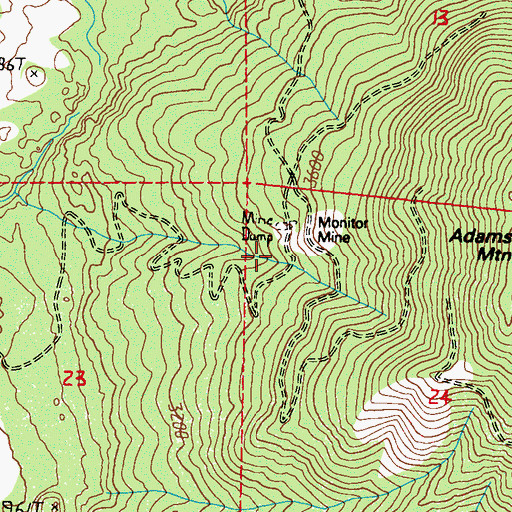 Topographic Map of Monitor Mine, WA