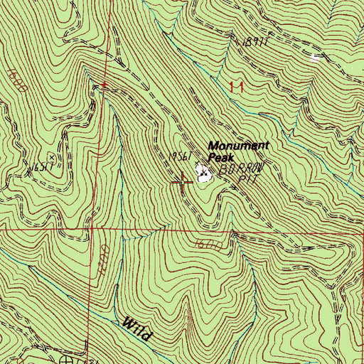 Topographic Map of Monument Peak, WA