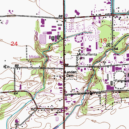 Topographic Map of Monumenta Cemetery, WA