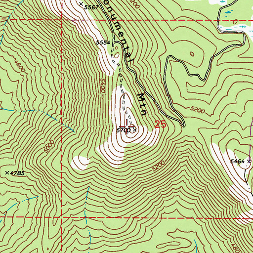 Topographic Map of Monumental Mountain, WA