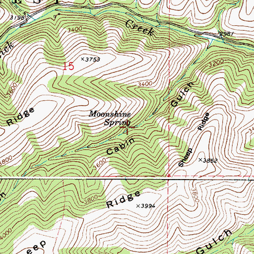 Topographic Map of Moonshine Spring, WA