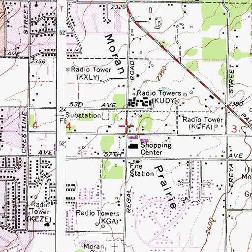 Topographic Map of Moran Prairie, WA