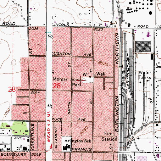Topographic Map of Morgan Acres Park, WA