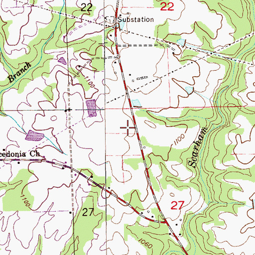 Topographic Map of De Kalb Memorial Gardens, AL