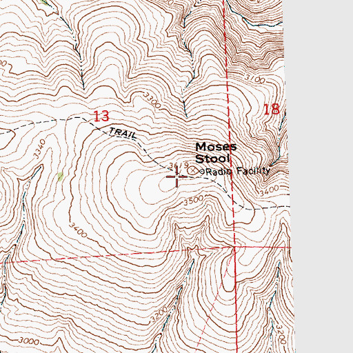 Topographic Map of Moses Stool, WA