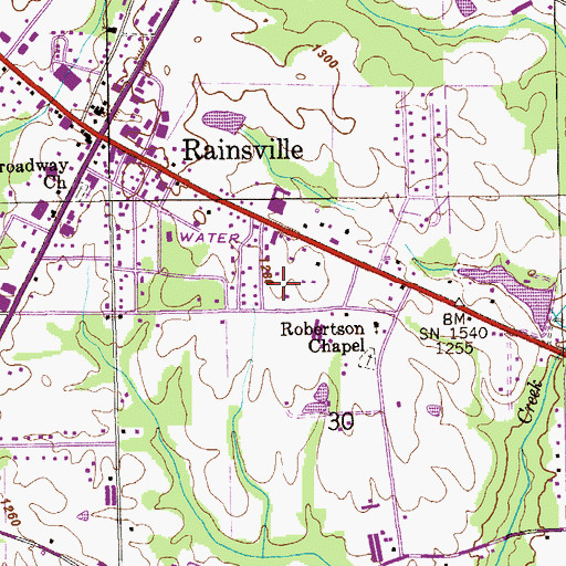 Topographic Map of De Kalb Vocational School, AL