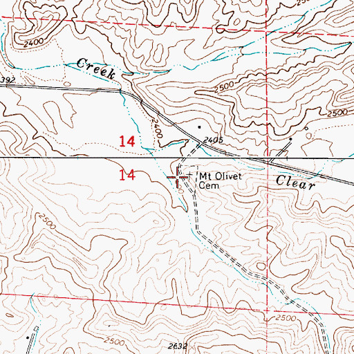 Topographic Map of Mount Olivet Cemetery, WA