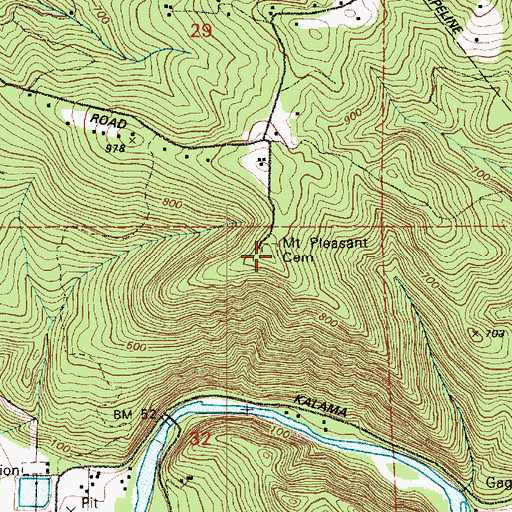 Topographic Map of Mount Pleasant Cemetery, WA