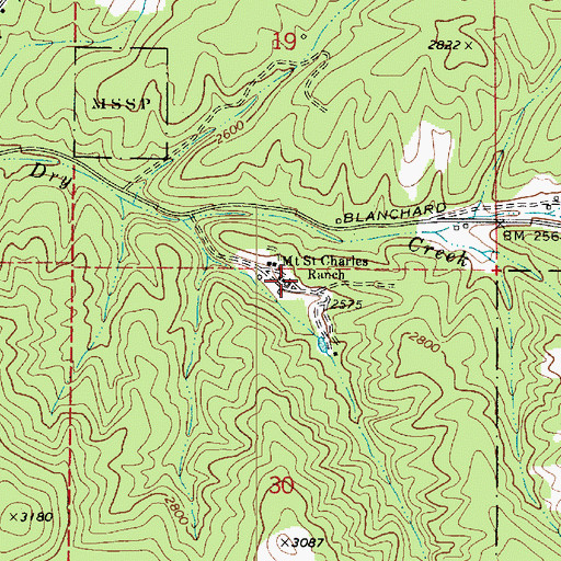 Topographic Map of Mount Saint Charles Ranch, WA