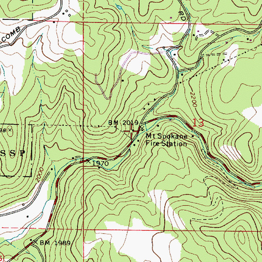 Topographic Map of Mount Spokane Fire Station, WA
