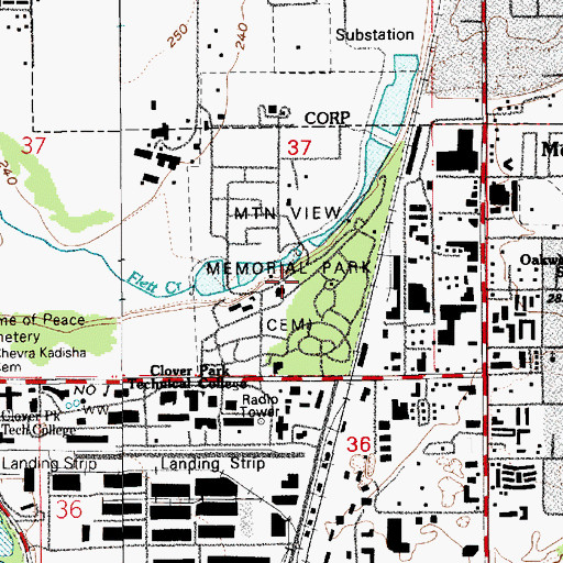 Topographic Map of Mount View Memorial Park, WA