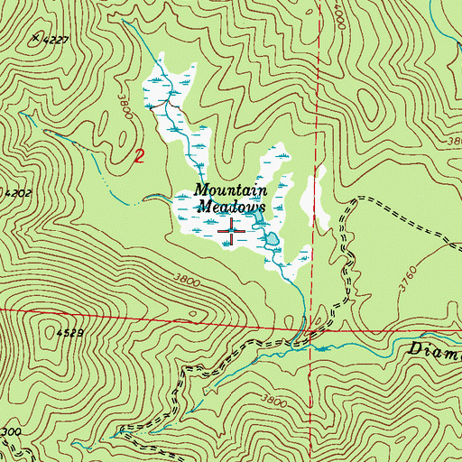 Topographic Map of Mountain Meadows, WA
