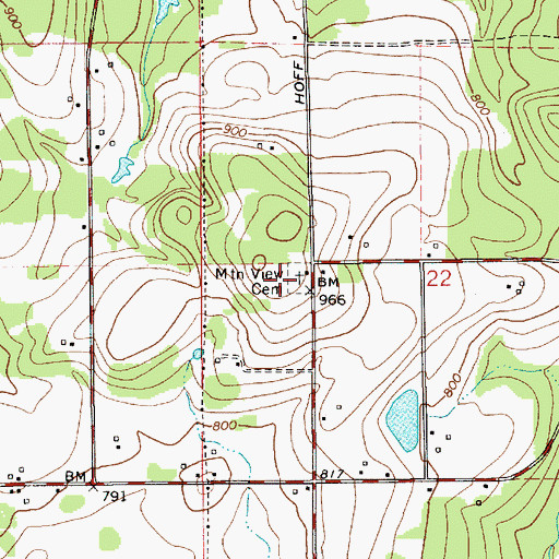 Topographic Map of Mountain View Cemetery, WA