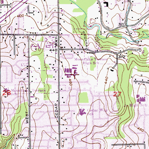 Topographic Map of Mountlake Terrace High School, WA
