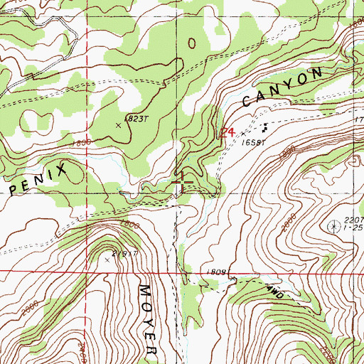 Topographic Map of Moyer Canyon, WA