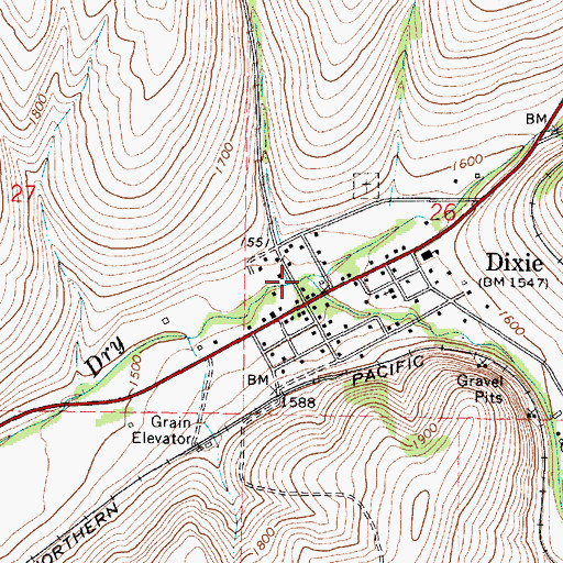 Topographic Map of Mud Creek, WA