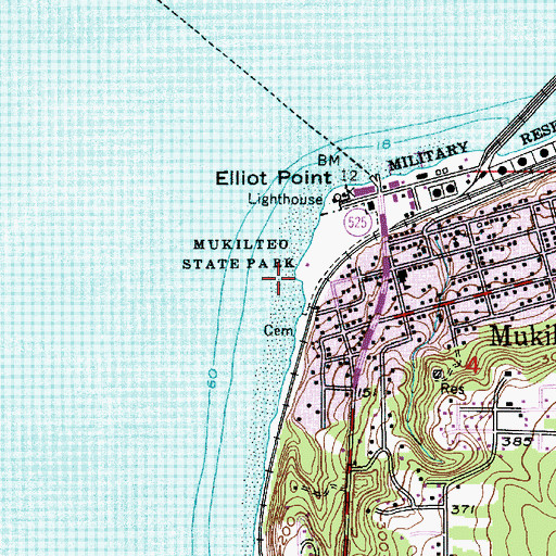 Topographic Map of Mukilteo State Park, WA