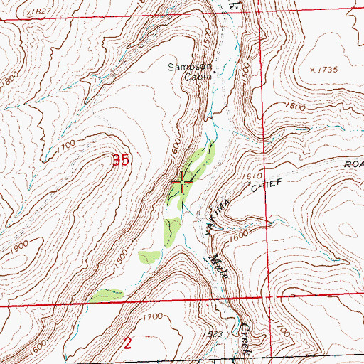 Topographic Map of Mule Creek, WA