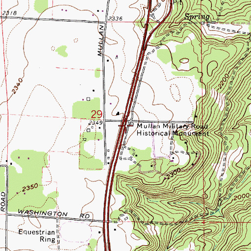 Topographic Map of Mullan Military Road Historical Monument, WA