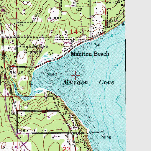 Topographic Map of Murden Cove, WA