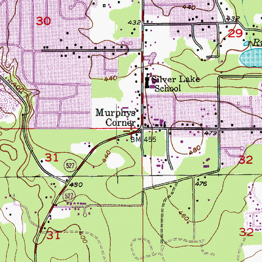 Topographic Map of Murphys Corner, WA