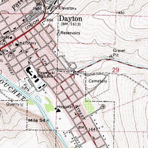 Topographic Map of Mustard Hollow, WA