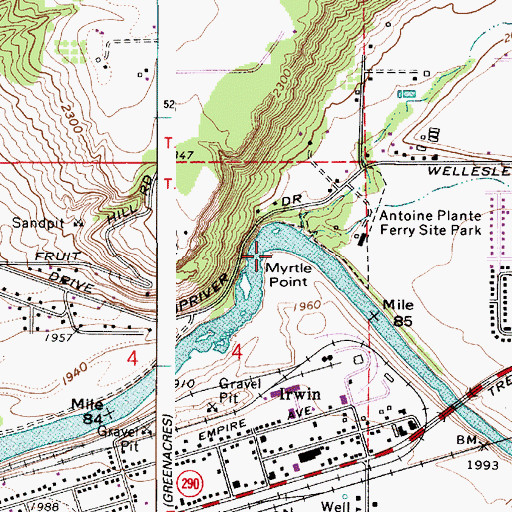 Topographic Map of Myrtle Point, WA