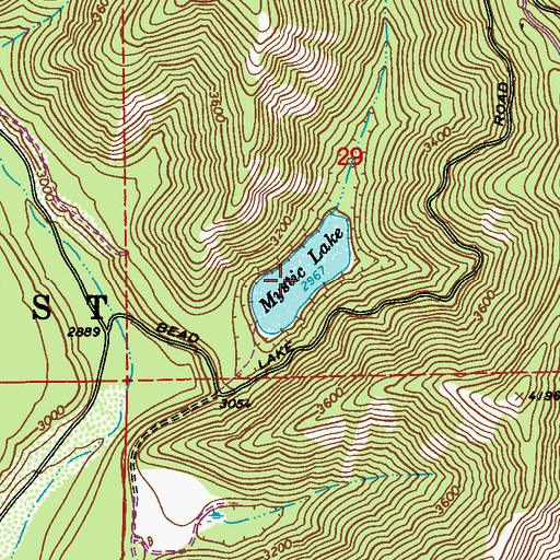 Topographic Map of Mystic Lake, WA