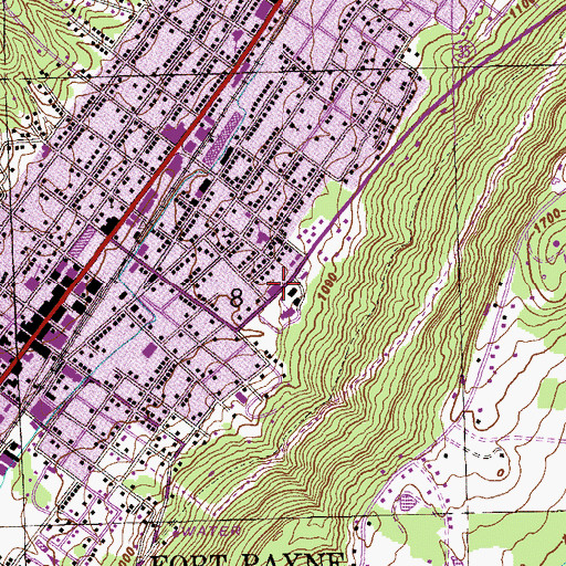 Topographic Map of Fort Payne Recreation Center, AL