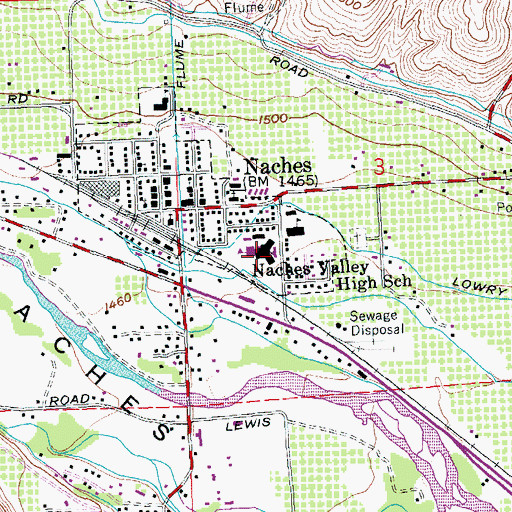 Topographic Map of Naches Valley High School, WA