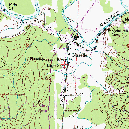 Topographic Map of Naselle-Grays River High School, WA