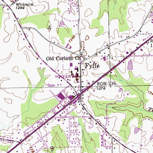 Topographic Map of Fyffe High School, AL