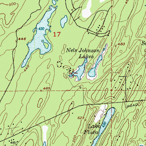 Topographic Map of Nels Johnson Lakes, WA