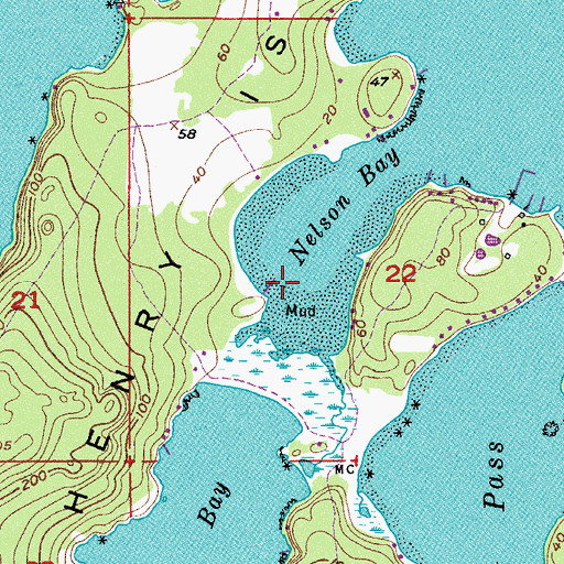 Topographic Map of Nelson Bay, WA