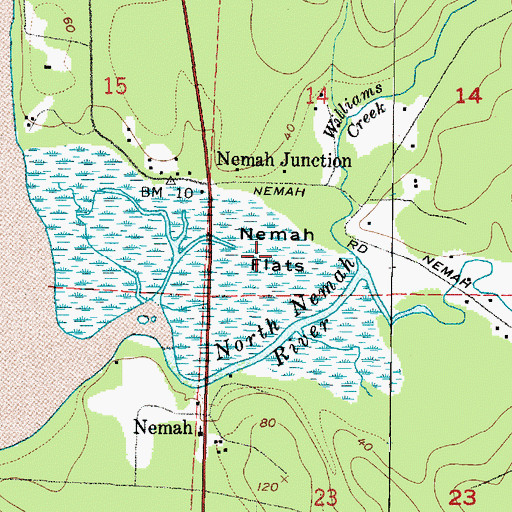 Topographic Map of Nemah Flats, WA