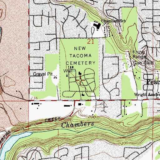 Topographic Map of New Tacoma Cemetery, WA