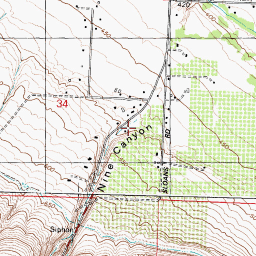 Topographic Map of Nine Canyon, WA