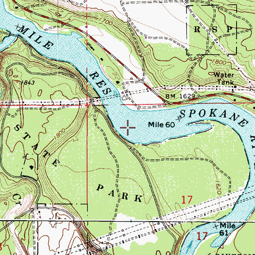 Topographic Map of Nine Mile Reservoir, WA
