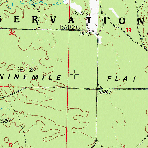 Topographic Map of Ninemile Flat, WA