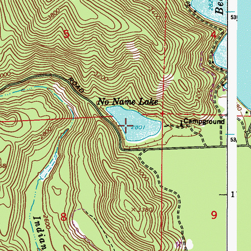 Topographic Map of No Name Lake, WA
