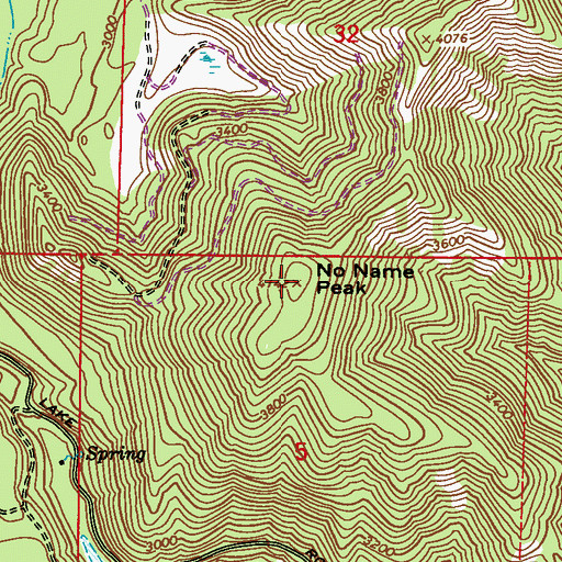 Topographic Map of No Name Peak, WA