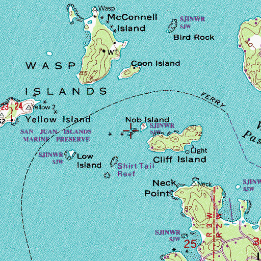 Topographic Map of Nob Island, WA