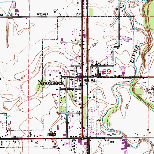 Topographic Map of Nooksack, WA