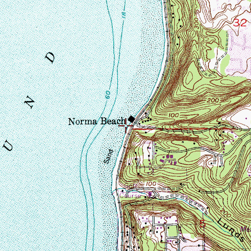 Topographic Map of Norma Beach, WA